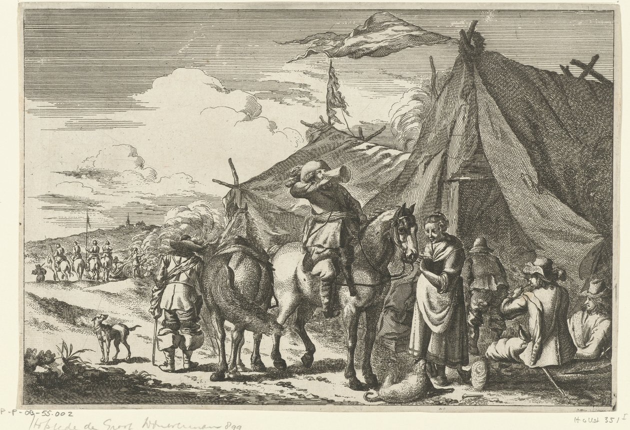 الدراجون يستريحون في الخيام بواسطة Romeyn de Hooghe (رفض الإسناد)