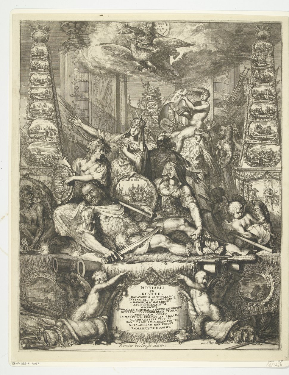 رمزية على وفاة ميشيل دي رويتر ، 1676 بواسطة Romeyn de Hooghe