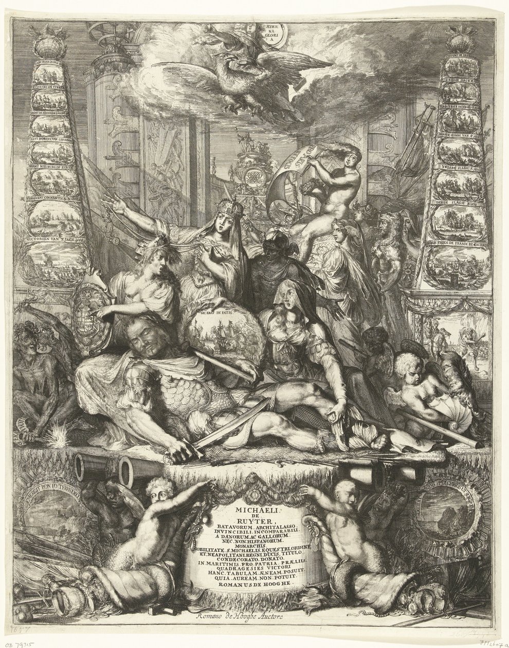 رمزية على وفاة ميشيل دي رويتر ، 1676 بواسطة Romeyn de Hooghe