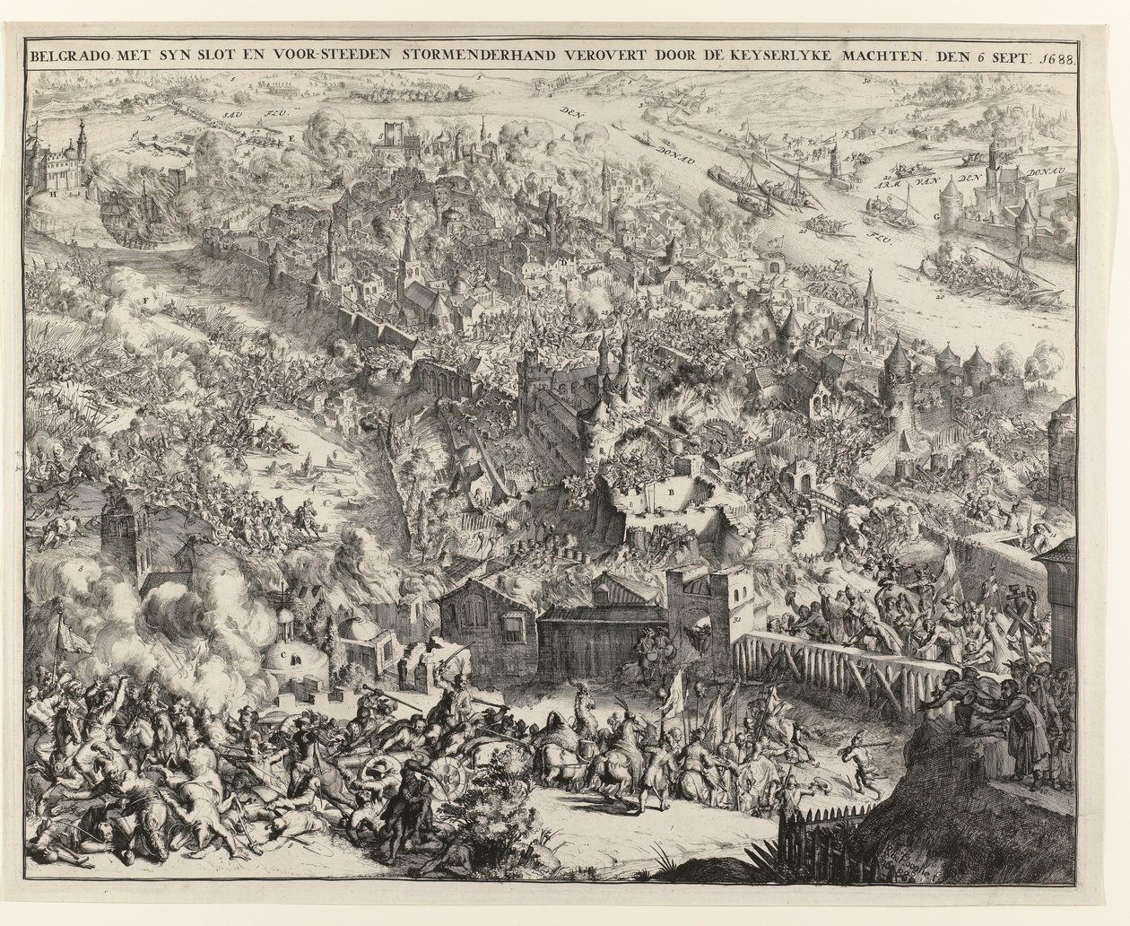 بلغراد عاصفة من قبل ماكسيميليان إيمانويل ، ناخب بافاريا ، 6 سبتمبر 1688 بواسطة Romeyn de Hooghe