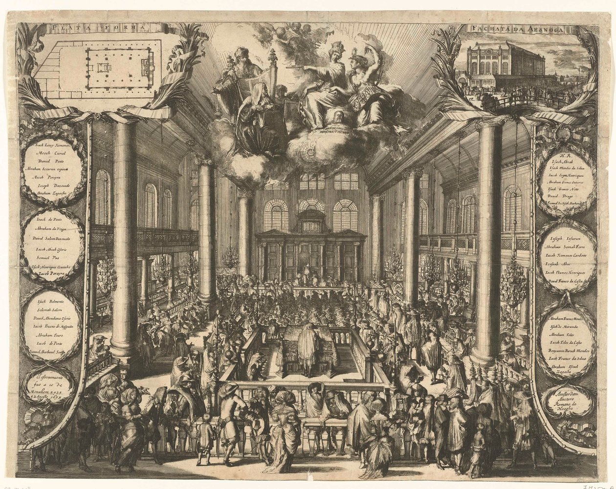 افتتاح الكنيس البرتغالي في أمستردام ، 1675 بواسطة Romeyn de Hooghe