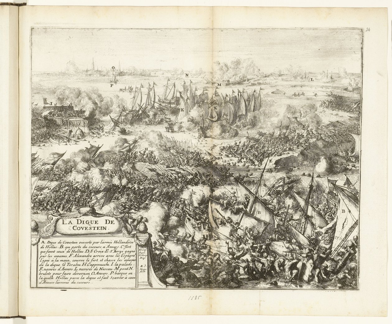 معركة سد Kauwenstein 1585 La digue de Covestein (العنوان على الكائن) Guerres de Flandres (عنوان المسلسل) بواسطة Romeyn de Hooghe
