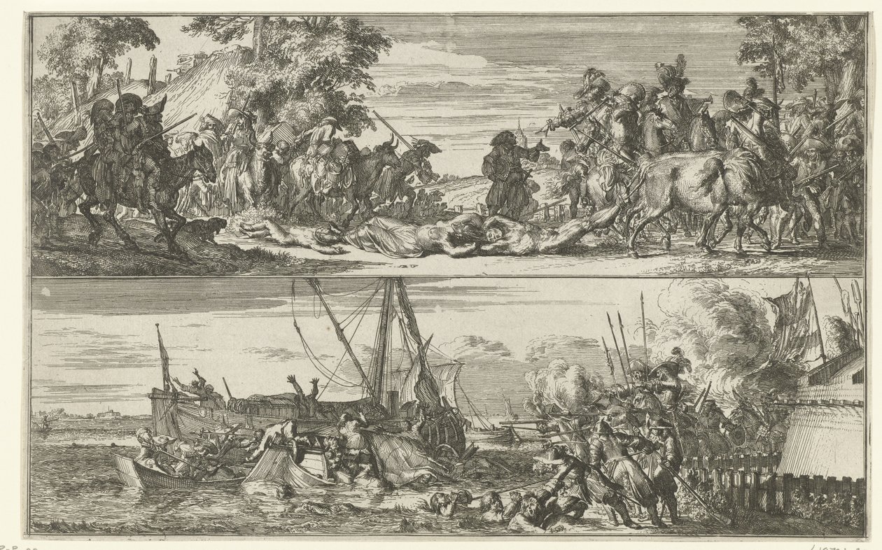 تمثيلان للفظائع الفرنسية ، 1672 بواسطة Romeyn de Hooghe