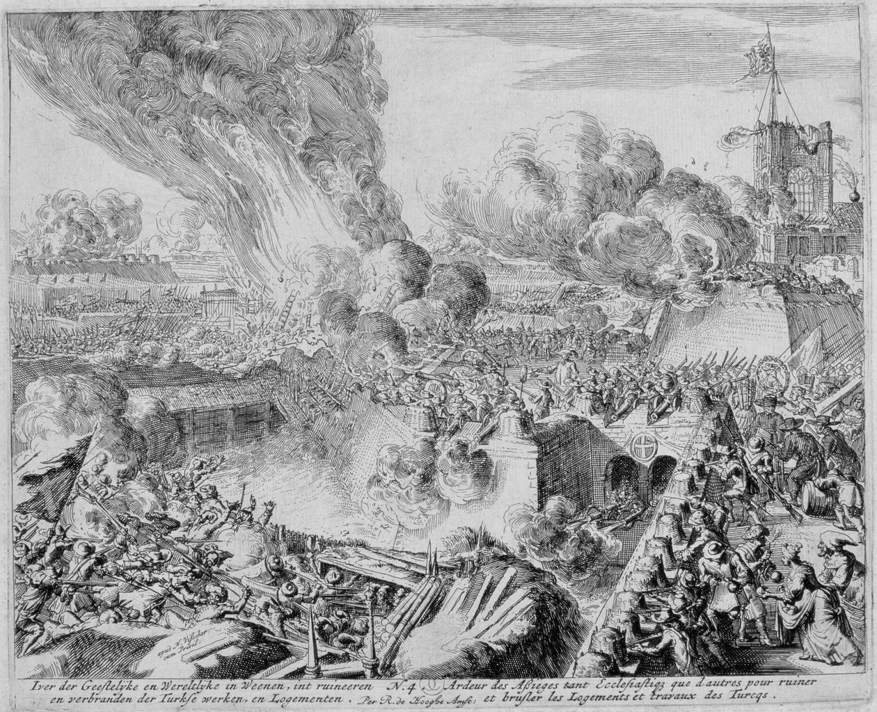 دورة طباعة فيينا ، الدفاع عن حصون فيينا من قبل المدنيين ، 1683 بواسطة Romeyn de Hooghe