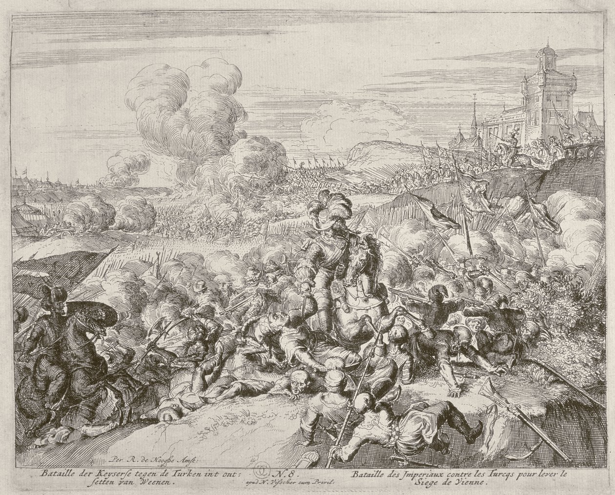 دورة طباعة فيينا ، جيش الإمبراطور يقاتل مع الأتراك ، 1683 بواسطة Romeyn de Hooghe