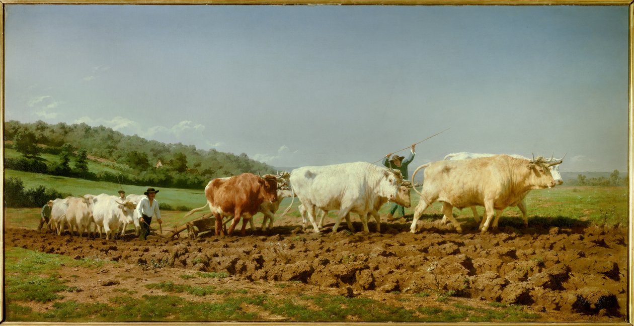 لو plowing nivernais ، le sombrage لوحة لماري روزالي بونور ديت روزا بونور (1822-1899) 1849 صن. 1.3x2.6 م باريس ، متحف أورساي بواسطة بينك بونور