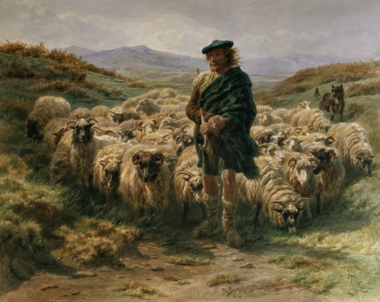 The Highland Shepherd ، ألوان مائية بواسطة بينك بونور