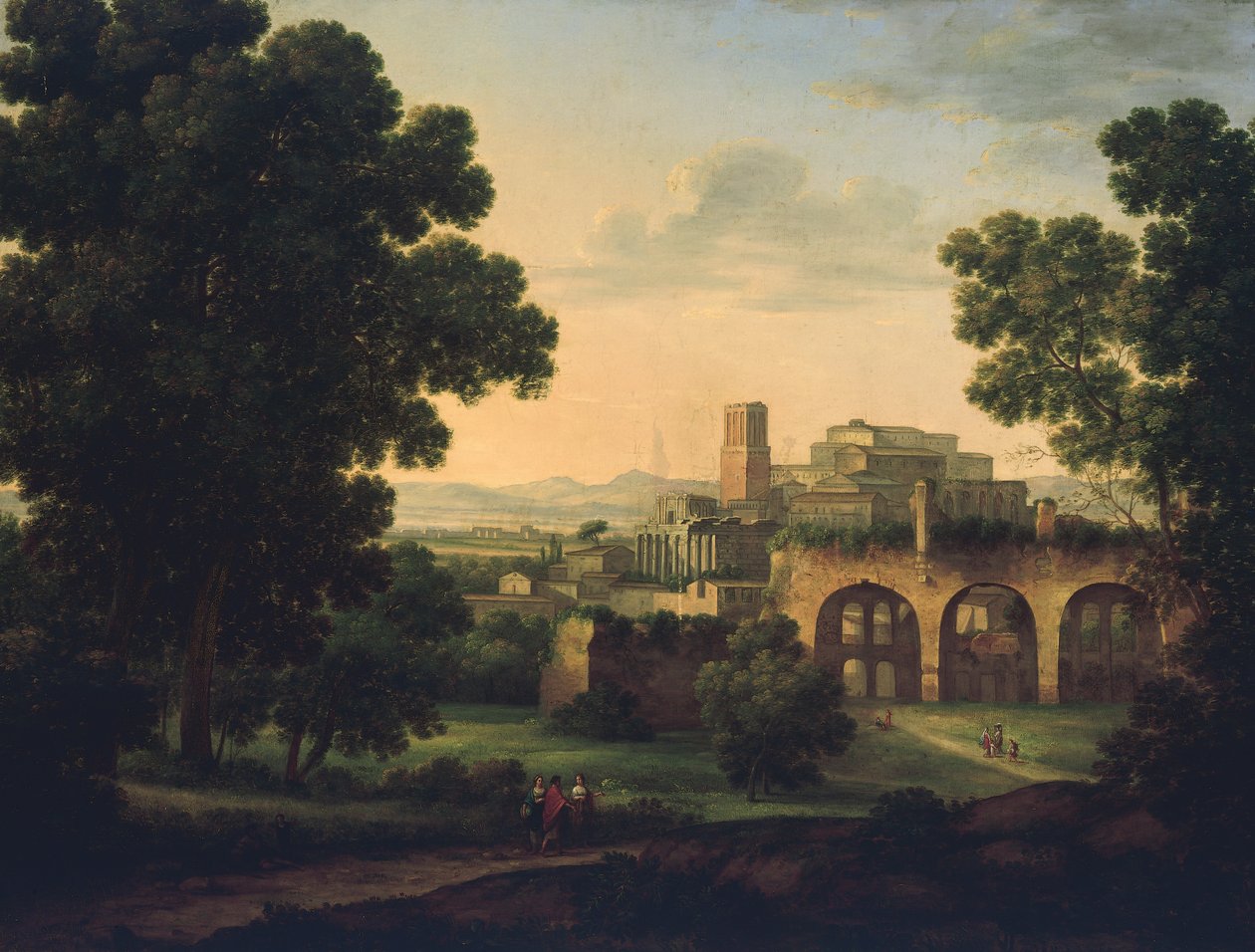 Landscape with ruins and wayfarers بواسطة المزة الوردي