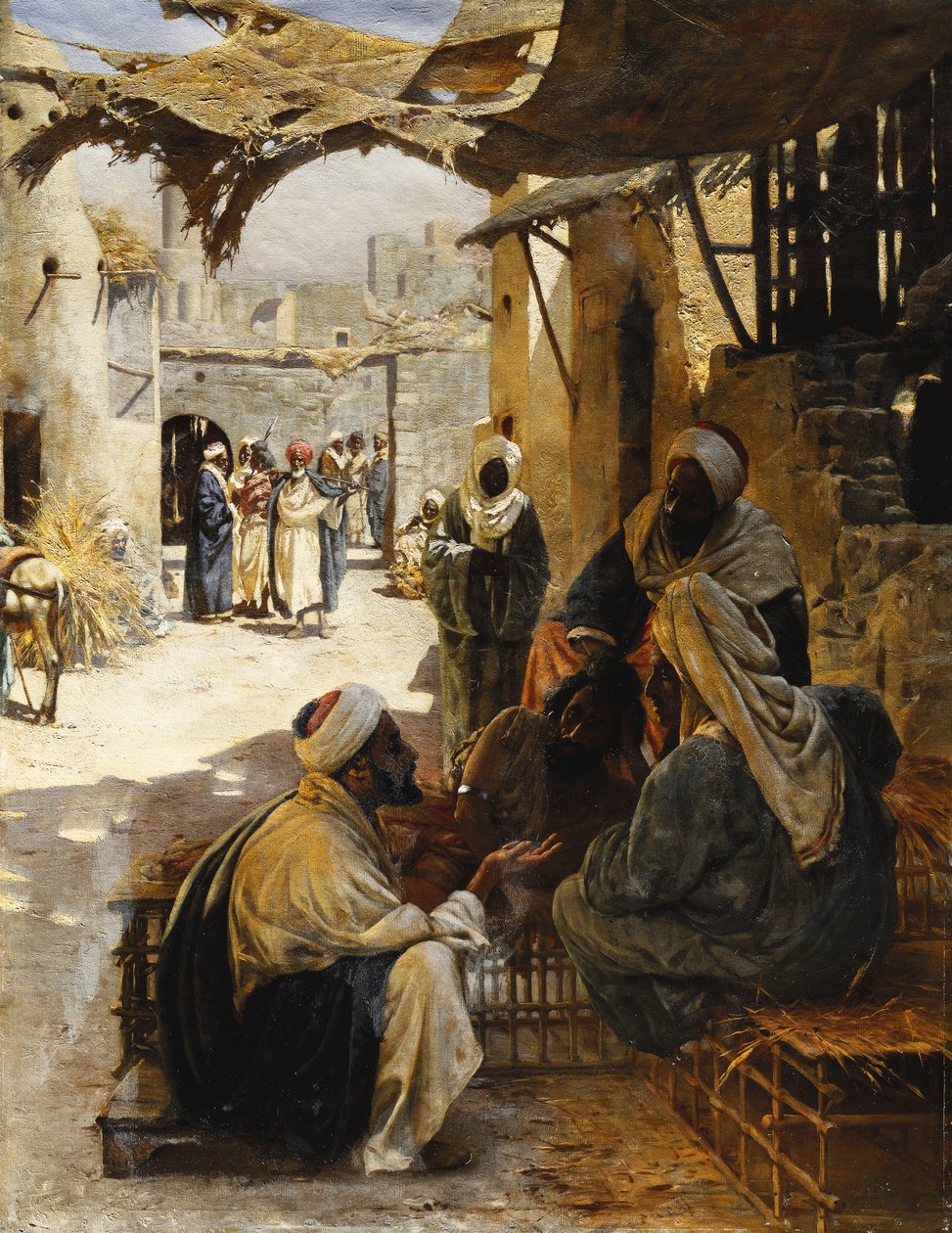 عرب يتحدثون في شارع القرية ، 1894 بواسطة رودولف و G. Swoboda
