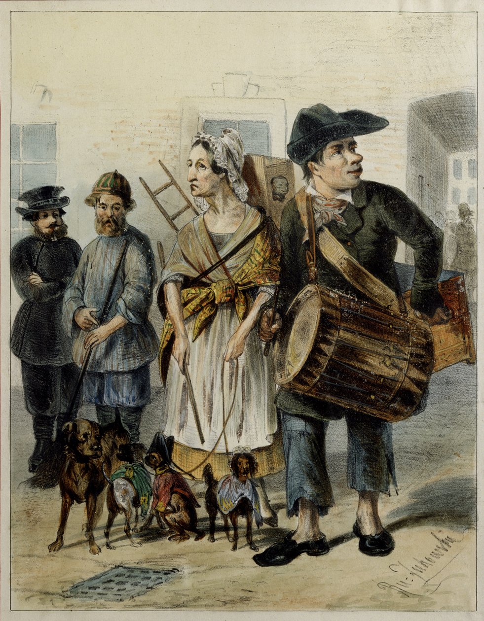 خادم يأخذ الكلاب 1843 بواسطة رودولف قاسميروفيتش جوكوفسكي