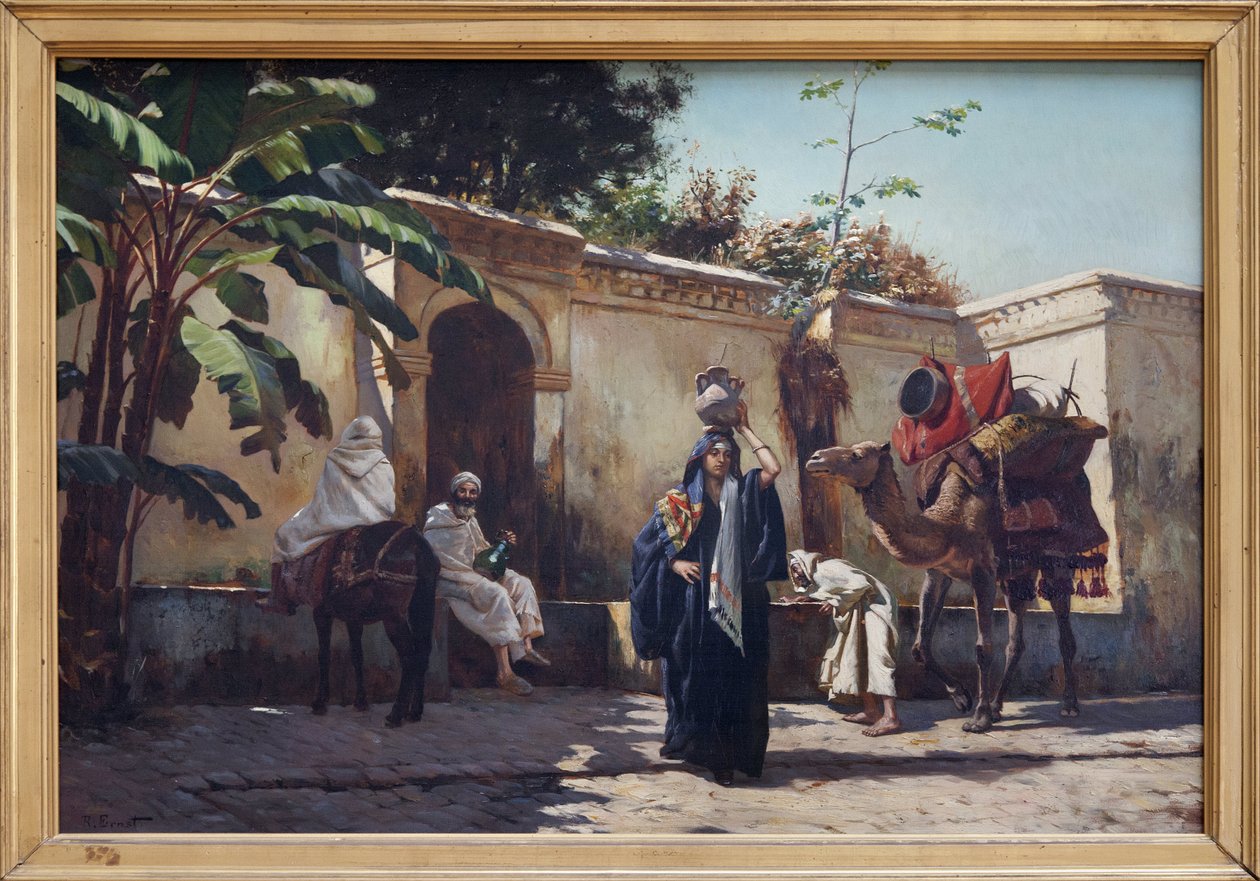 مشهد مغربي ، لوحة زيتية على الخشب لرودولف (أو رودولف) إرنست (1854-1932) ، مشهد للحياة اليومية حول نافورة. تصوير ، كيم يونغتاى ، نانت ، متحف الفنون الجميلة في نانت. بواسطة رودولف إرنست
