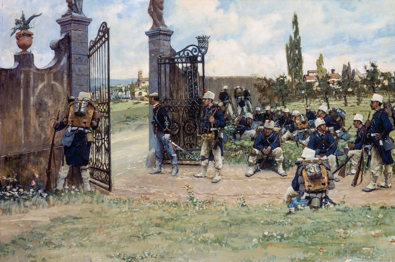 Manoeuvers, by Ruggero Panerai (1862-1923), oil on canvas, 78x131 cm بواسطة روجيرو بانيراي