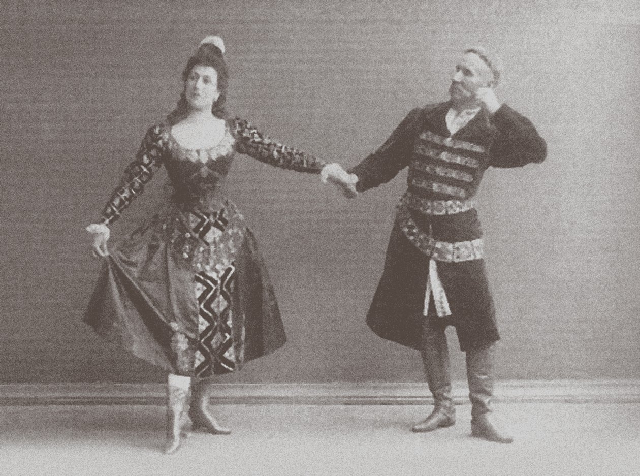 Julia and Felix Kschessinsky in the mazurka (الرقص البولندي) في Ivanov الأصلي ، بحيرة بيتيبا سوان ، 1895 بواسطة مصور روسي