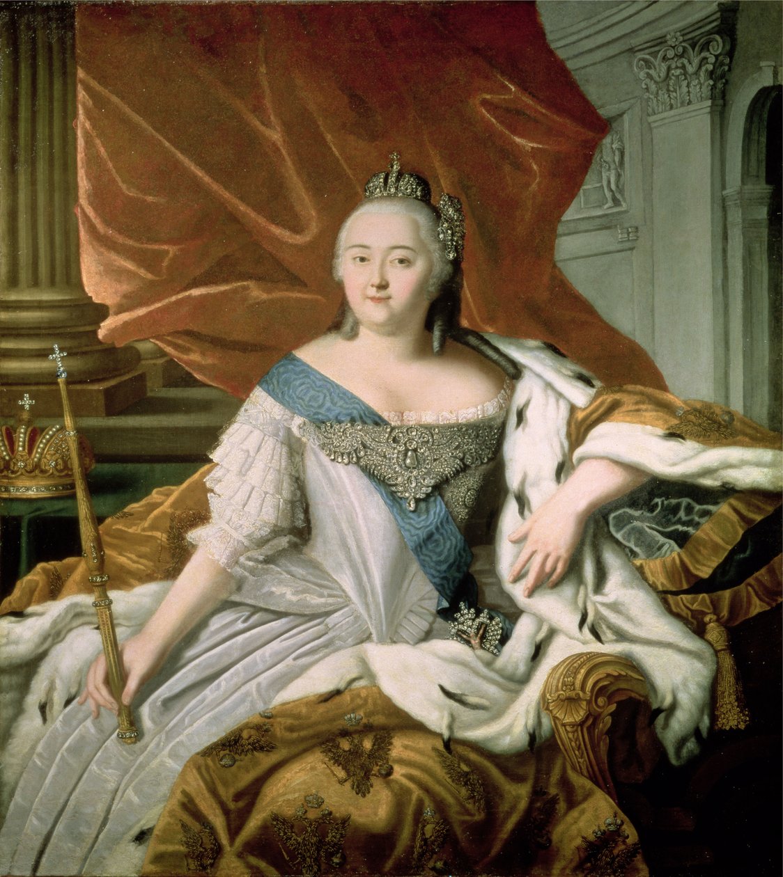 صورة إليزابيث بتروفنا (1709-62) إمبراطورة روسيا ، ج .1750 بواسطة المدرسة الروسية