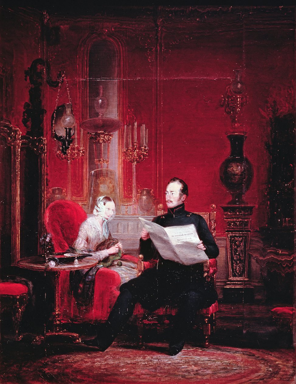 Tsarevich Alexander (1818-81) وزوجته ماريا الكسندروفنا ، 1845 بواسطة المدرسة الروسية