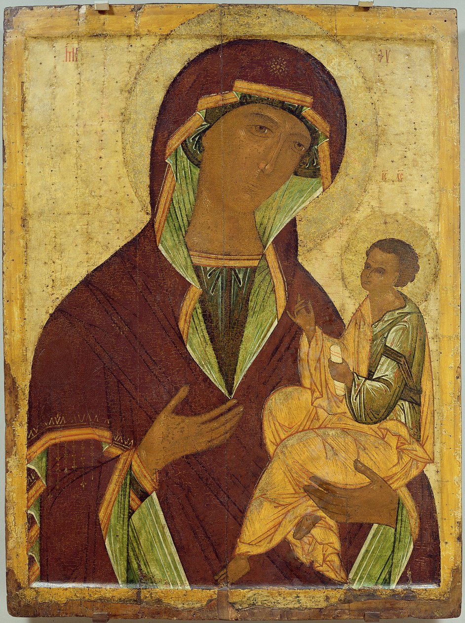 العذراء والطفل ، c.1500 (درجة الحرارة على اللوحة) بواسطة المدرسة الروسية