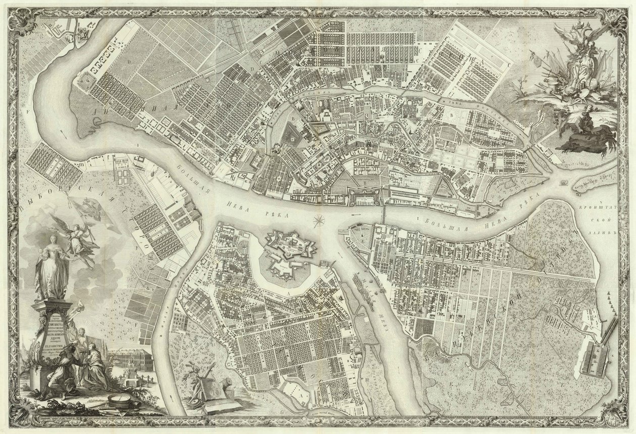 خريطة كتاب بطرسبورغ بمناسبة الذكرى الخمسين لتأسيس سانت بطرسبرغ ، 1753 بواسطة سيد الروسي
