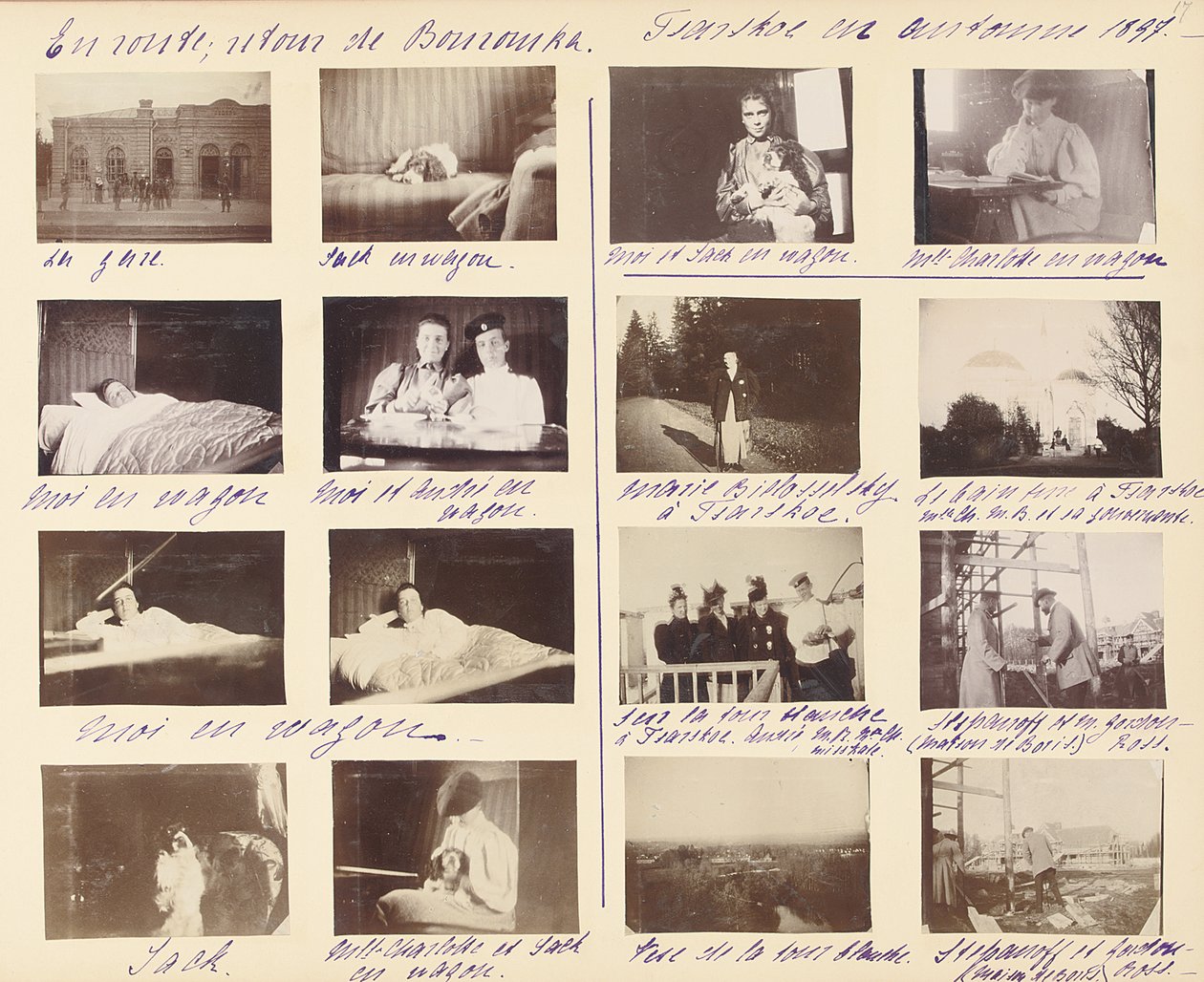 العائلة الإمبراطورية الروسية ، صفحة من ألبوم للصور ، حوالي 1897-99 (صورة بالأبيض والأسود) (انظر أيضًا 487673-80) بواسطة مصور روسي