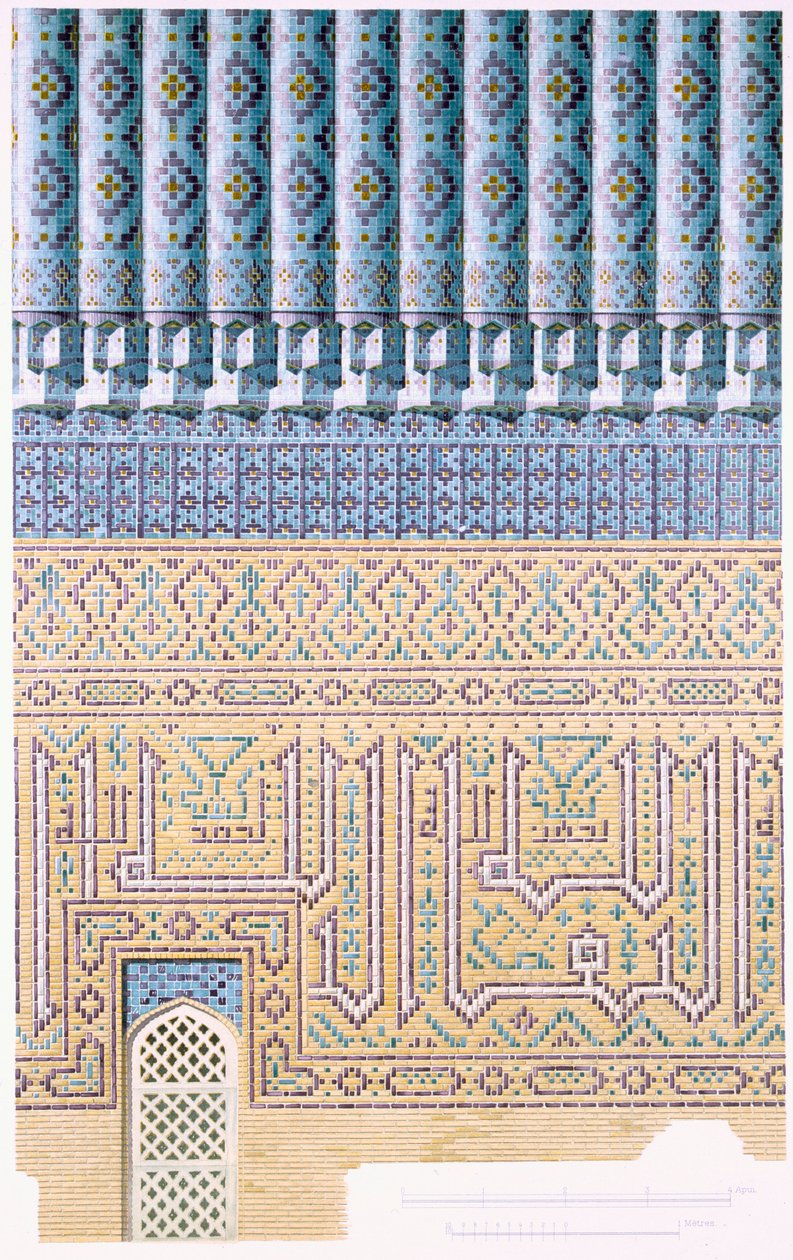 التفاصيل الزخرفية للقبة ، من مستوى الأرض إلى أعلى ، الحانة. 1905. بواسطة المدرسة الروسية.