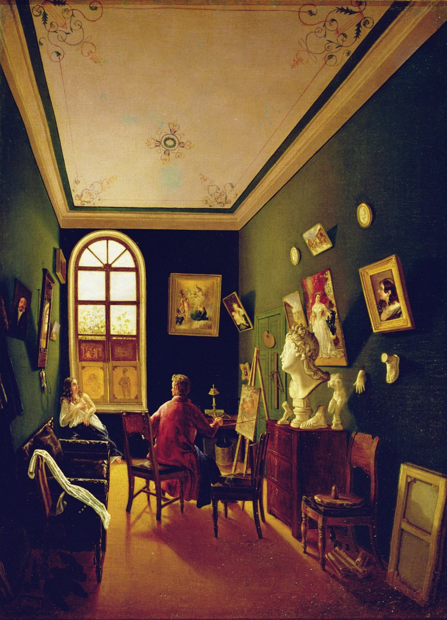 ستوديو الرسام ، 1843 بواسطة المدرسة الروسية