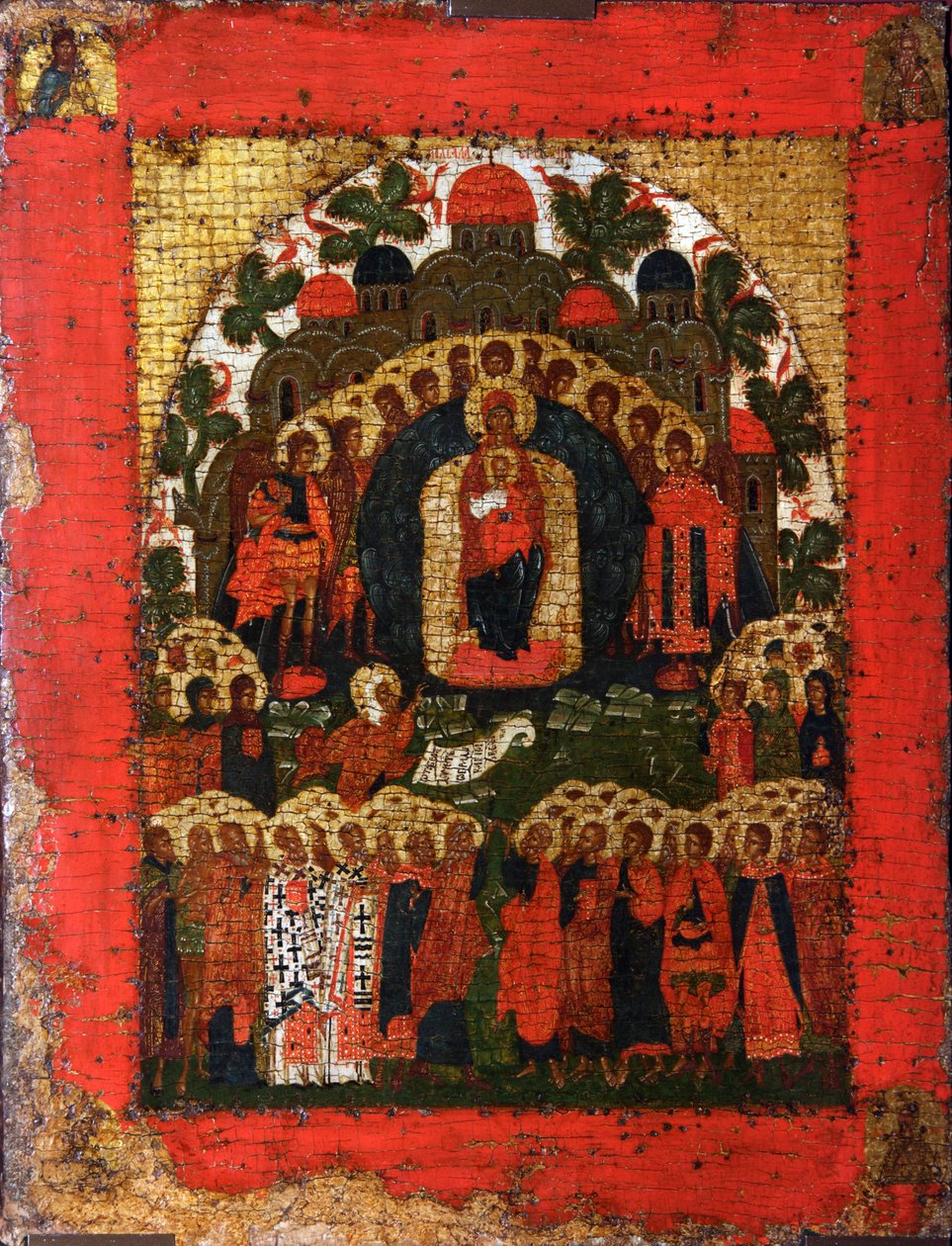 في Thee Rejoiceth ، أواخر القرن الخامس عشر. بواسطة أيقونة روسية.