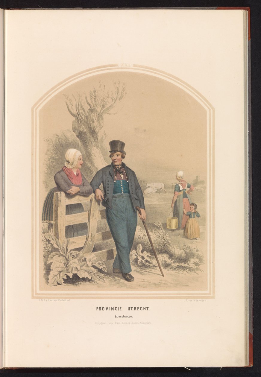 زي بونشوتين التقليدي في أوتريخت ، 1857 مقاطعة أوتريخت. Bunschooten / XXI (العنوان على الكائن) بواسطة رورت دي فريس