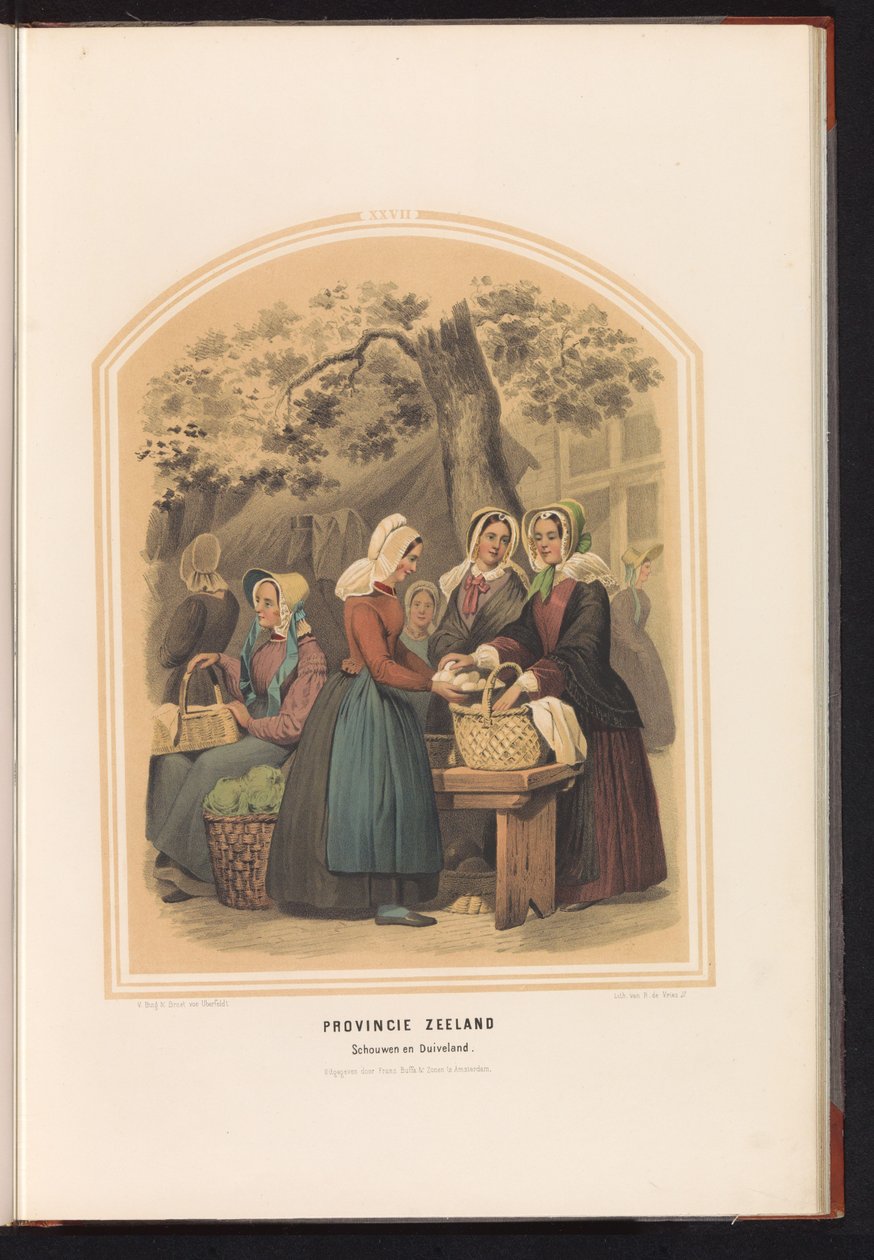 الأزياء التقليدية لشوين ودوفلاند في زيلاند ، ١٨٥٧ مقاطعة زيلاند. Schouwen en Duiveland / XXVII (العنوان على الكائن) بواسطة رورت دي فريس