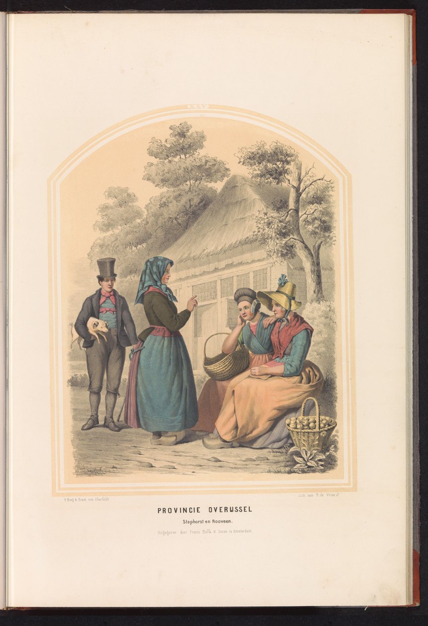 الأزياء التقليدية لستافورست وروفين في أوفريجسيل ، 1857 مقاطعة أوفريجسيل. Staphorst و Rooveen / XXV (العنوان على الكائن) بواسطة رورت دي فريس