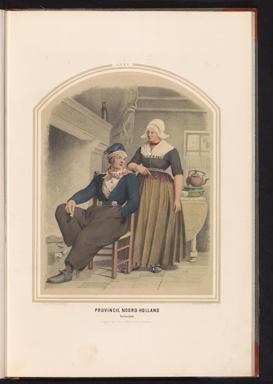 الأزياء التقليدية لفوليندام في شمال هولندا ، 1857 مقاطعة شمال هولندا. Vollendam / XXXV (العنوان على الكائن) بواسطة رورت دي فريس