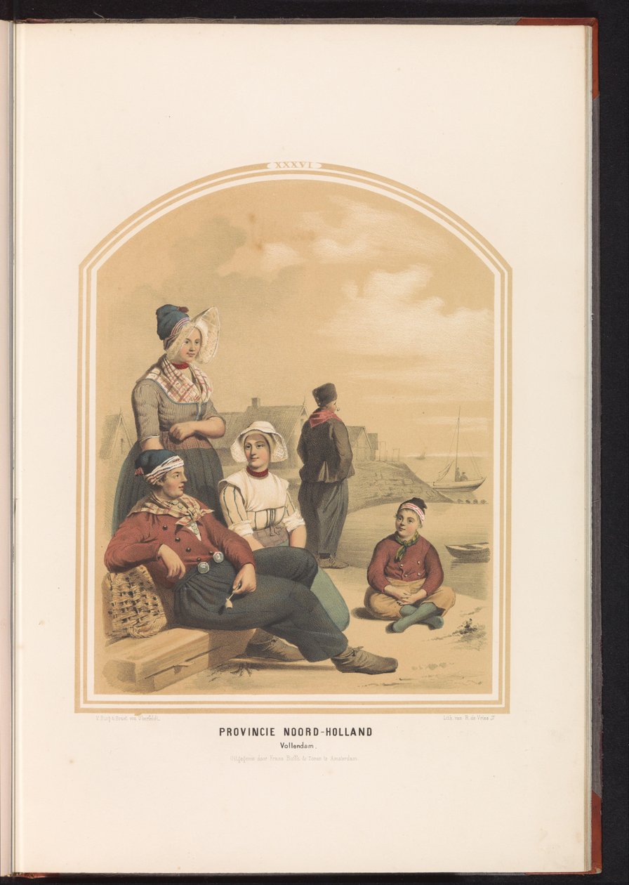 الزي التقليدي لفوليندام في شمال هولندا ، 1857 مقاطعة شمال هولندا. Vollendam / XXXVI (العنوان على الكائن) بواسطة رورت دي فريس