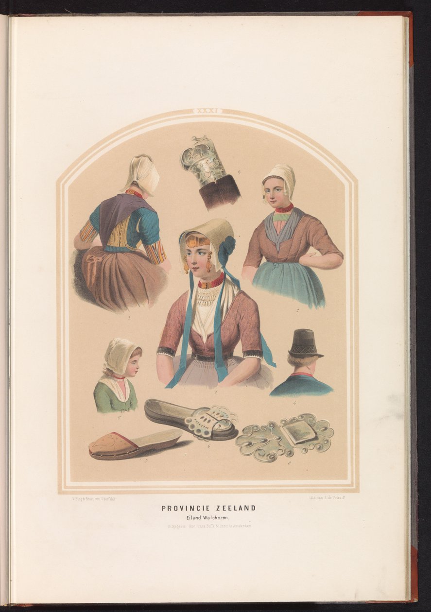 الزي التقليدي لجزيرة Walcheren في زيلاند ، 1857 مقاطعة زيلاند. جزيرة Walcheren / الحادي والثلاثون (العنوان على الجسم) بواسطة رورت دي فريس