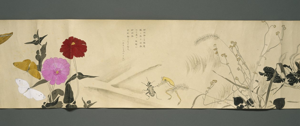 أصدقاء الحياة البرية (Yasei no Tomo) ، فترة Taisho ، Taisho 7th Year ، c.1918 (حبر ومرحاض على ورق منسوج مزين بميكا) بواسطة ريوكا كاواكامي