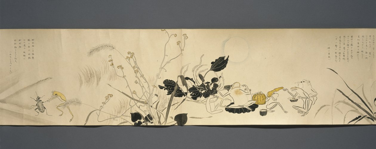 أصدقاء الحياة البرية (Yasei no Tomo) ، فترة Taisho ، Taisho 7th Year ، c.1918 (حبر ومرحاض على ورق منسوج مزين بميكا) بواسطة ريوكا كاواكامي
