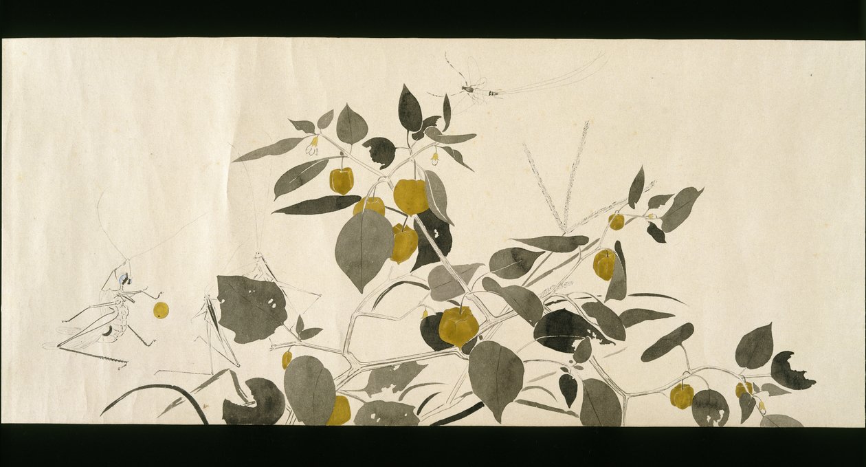 أصدقاء الحياة البرية (Yasei no Tomo) ، فترة Taisho ، Taisho 7th Year ، c.1918 (حبر ومرحاض على ورق منسوج مزين بميكا) بواسطة ريوكا كاواكامي