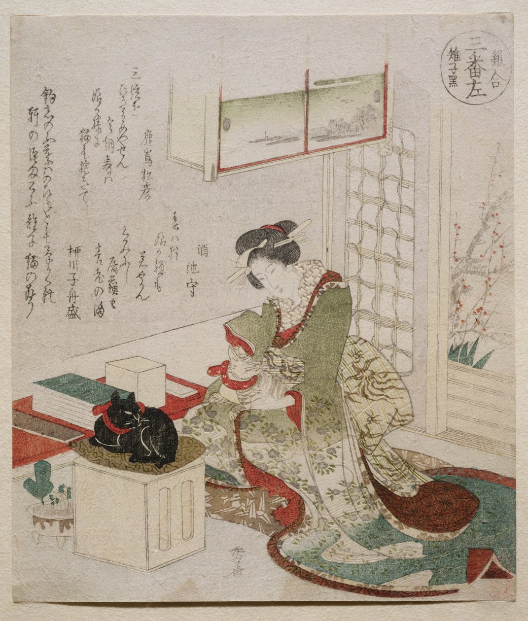 الدراج الأسود من سلسلة "مسابقة الطيور: ثلاثة تصاميم" ، 1825 (طبعة خشبية) بواسطة Ryuryukyo Shinsai