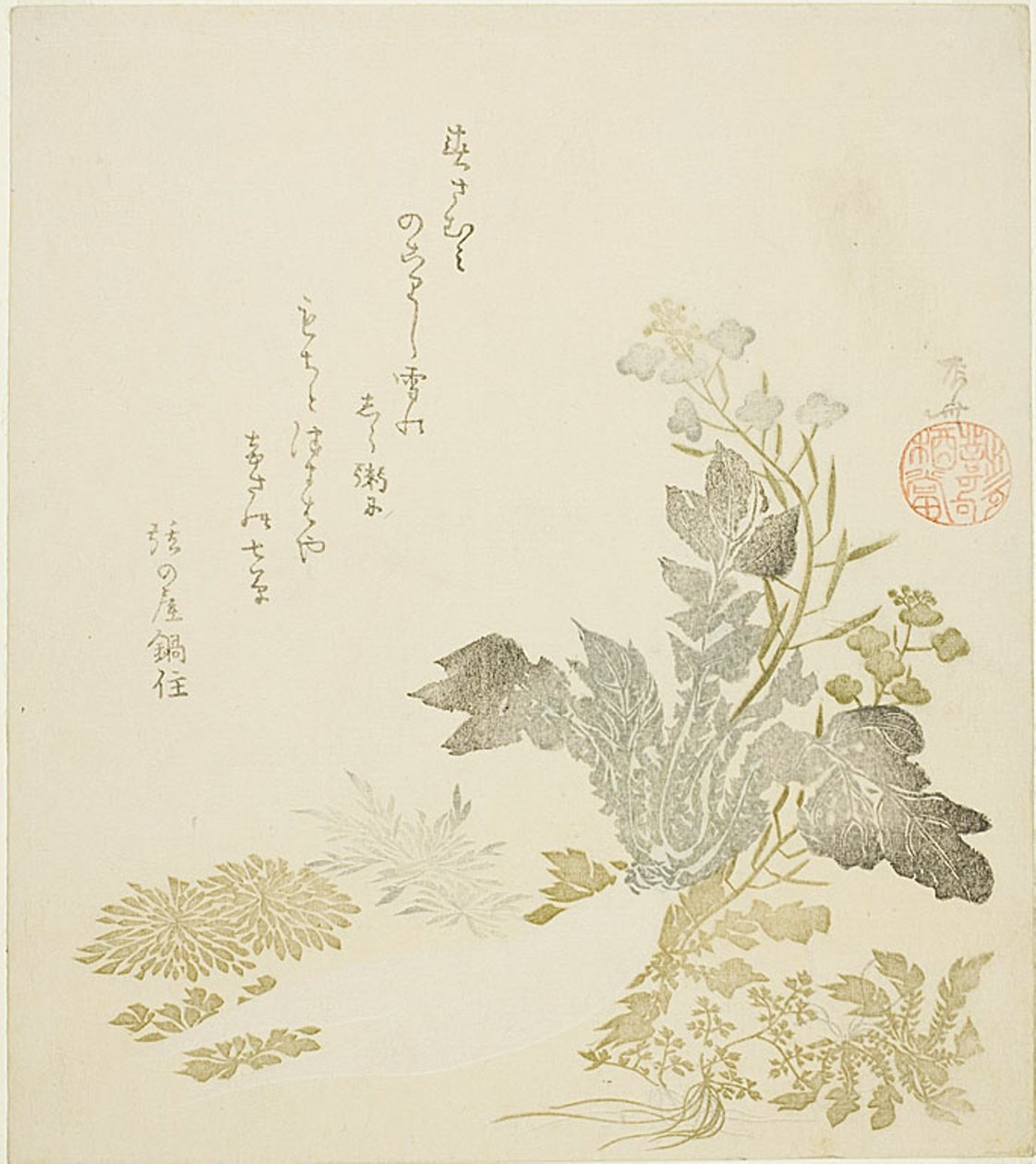 الفجل العملاق (دايكون) والأقحوان والسراخس بواسطة Ryuryukyo Shinsai