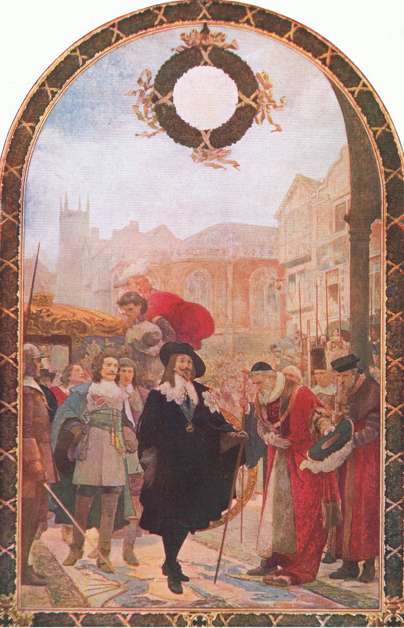 تشارلز الأول يطالب الأعضاء الخمسة في Guildhall 1641 ، التوضيح من تاريخ الشعب البريطاني الذي نشره Waverley ، c.1940 بواسطة SJ سليمان