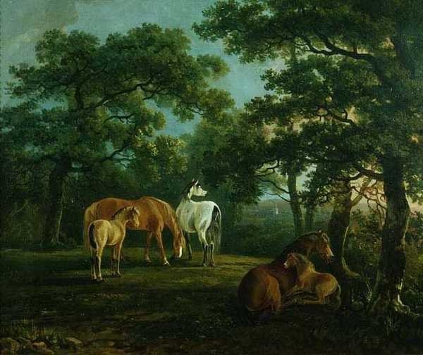 خيول في منظر طبيعي (زيت على قماش) بواسطة S. و Barrett G. Gilpin
