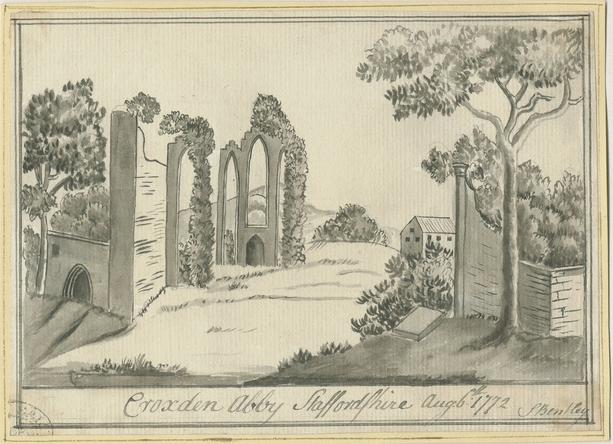 دير كروكسدين: رسم بني داكن ، 6 أغسطس 1772 (رسم) بواسطة S بنتلي