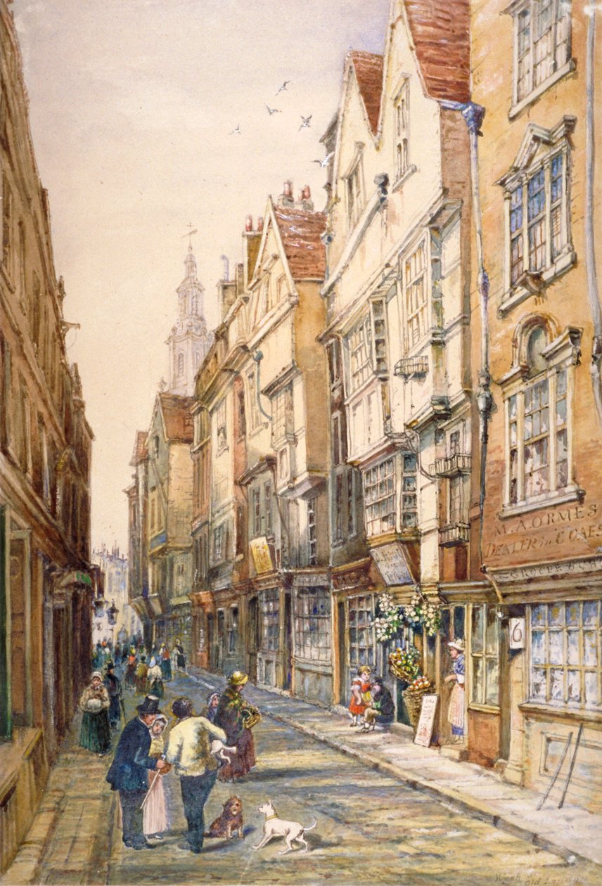 المباني في شارع Wych ، بما في ذلك Rising Sun Tavern ، Westminster ، London ، c1860 بواسطة قراءة S