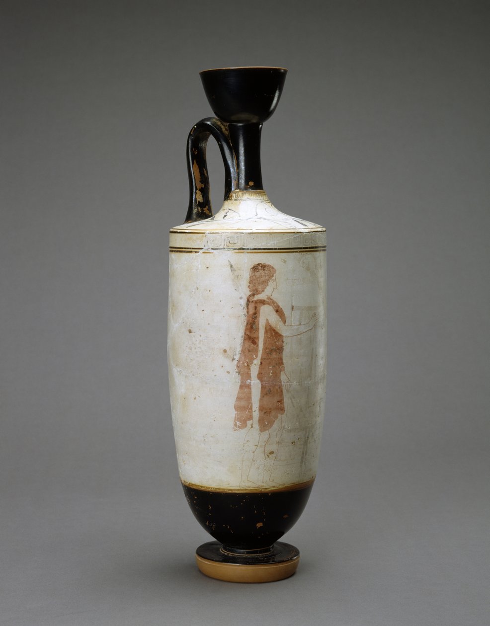 Lekythos الأرض البيضاء مع امرأة شابة في قبر ، 450-440 قبل الميلاد (الطين مع أرضية بيضاء) بواسطة Sabouroff Painter (Attr. To)