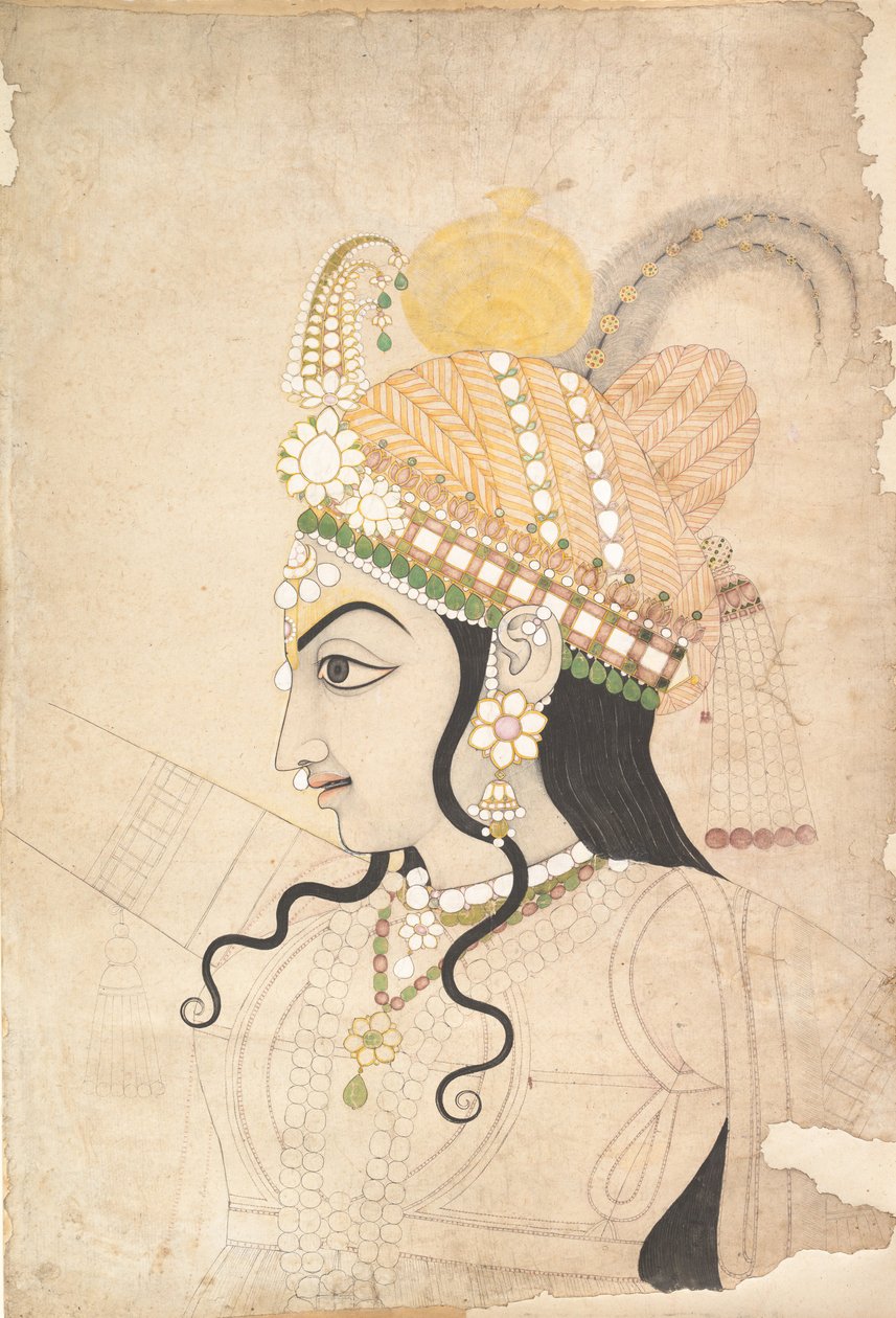 رأس كريشنا: رسم كاريكاتوري لجدارية لـ Raslila ، كاليفورنيا. 1800. بواسطة صاحب رام
