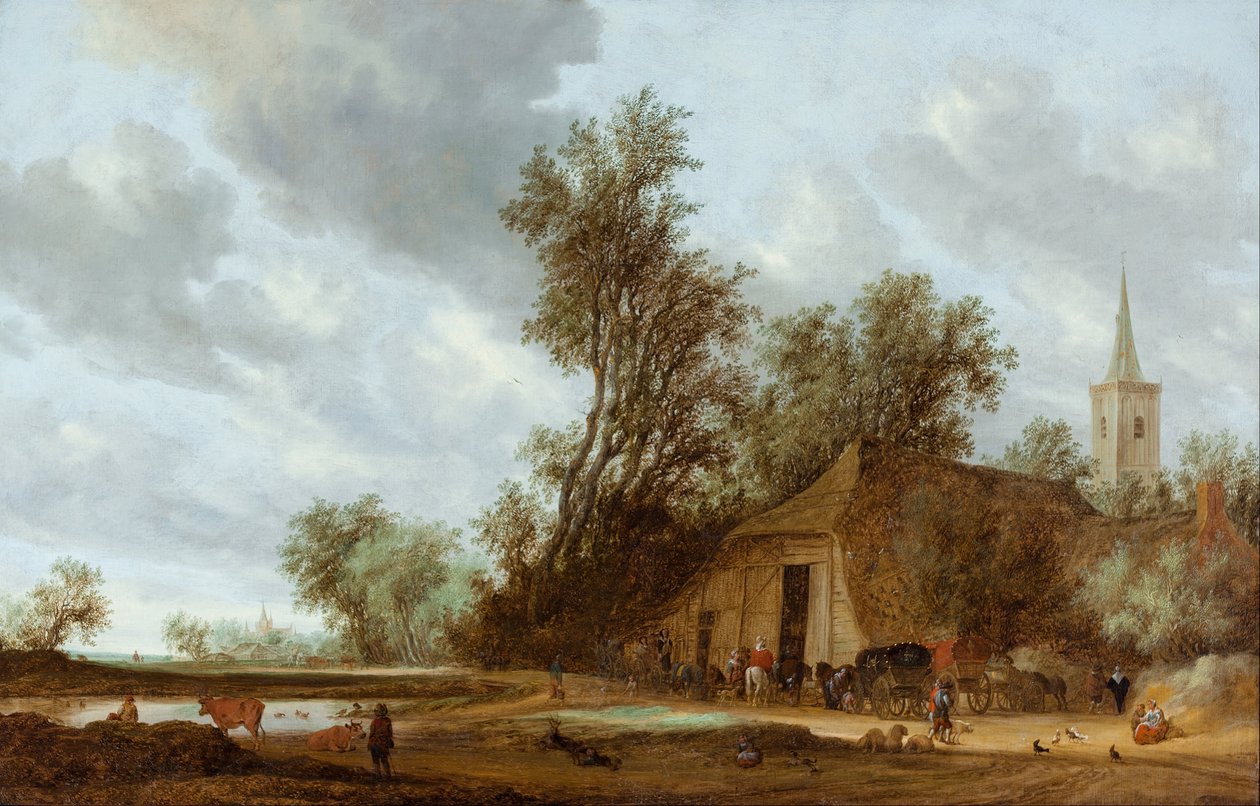 العرجاء في النزل بواسطة Salomon van Ruisdael أو Ruysdael