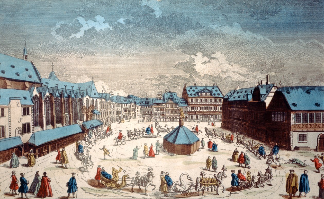 منظر لميدان ليبفروينبرج في الشتاء ، فرانكفورت ، 1738 بواسطة سالومون الصغير
