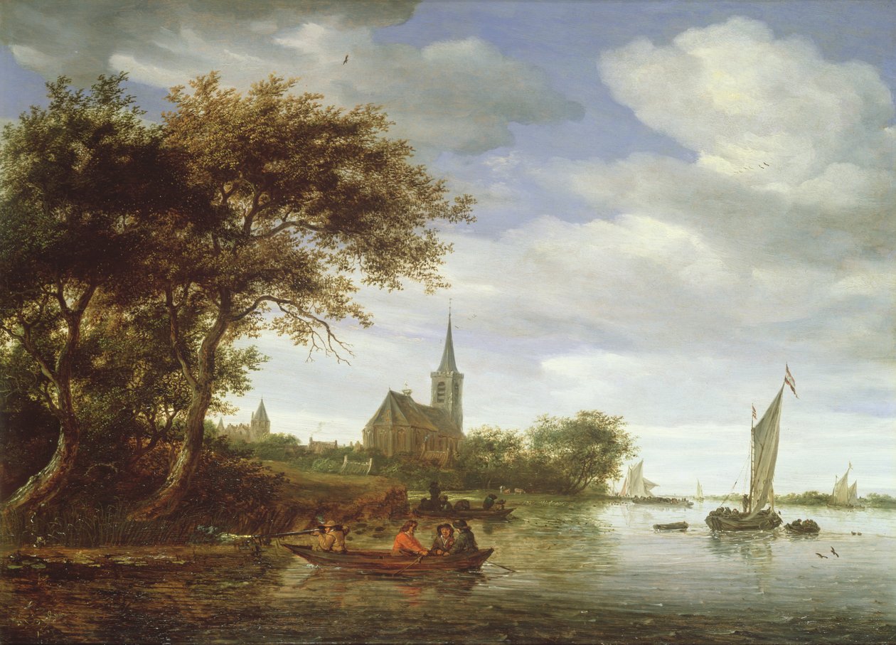 مشهد النهر ، 1663 بواسطة Salomon van Ruisdael أو Ruysdael