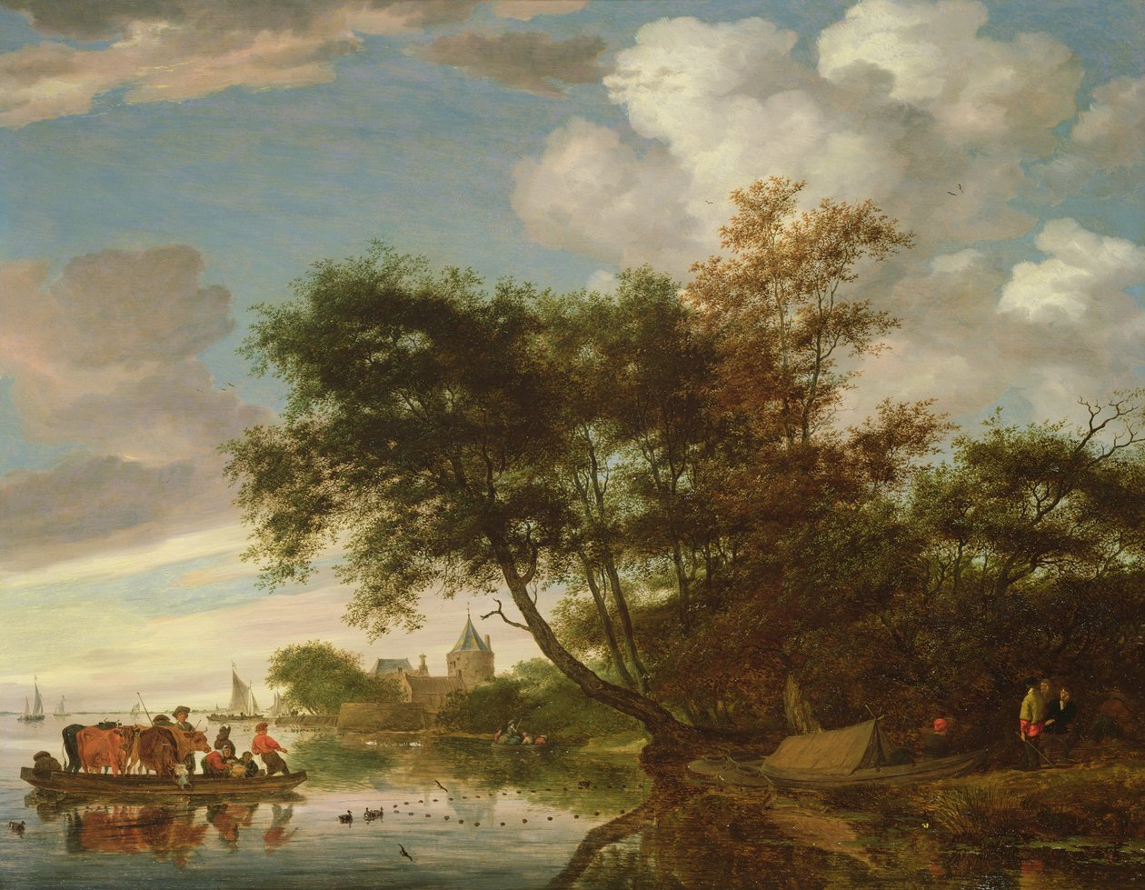 المناظر الطبيعية للنهر الريفي بواسطة Salomon van Ruisdael أو Ruysdael