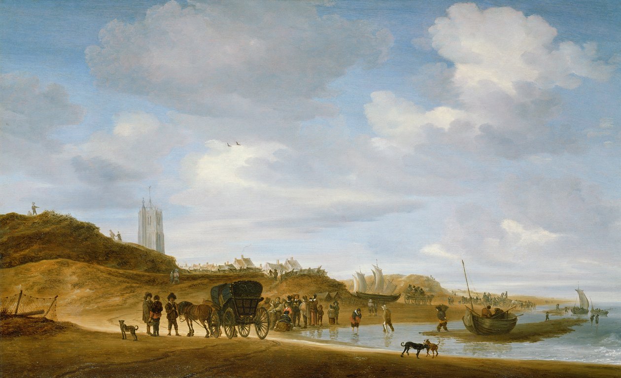 الشاطئ في Egmond-an-Zee بواسطة Salomon van Ruisdael أو Ruysdael