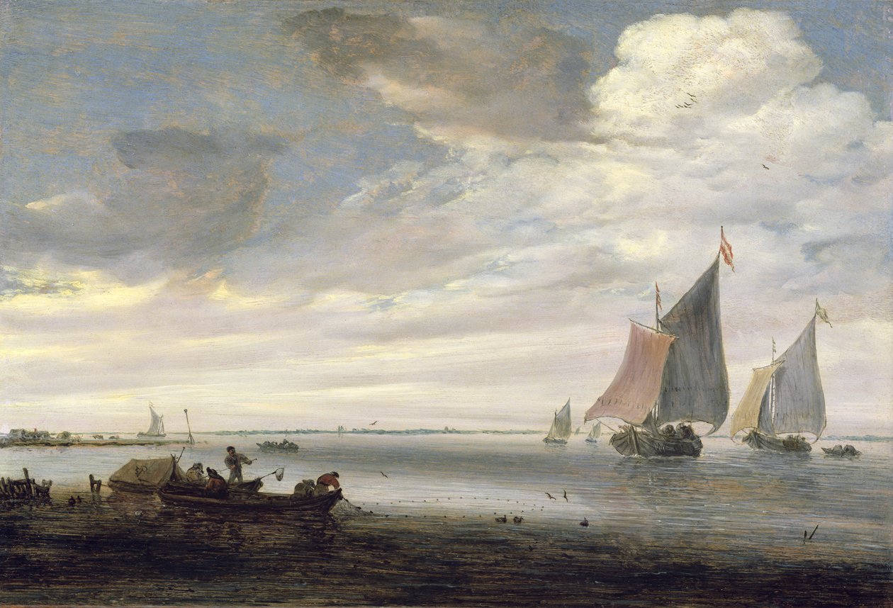 واسعة Rivermouth بالقوارب ، 1660 بواسطة Salomon van Ruisdael أو Ruysdael
