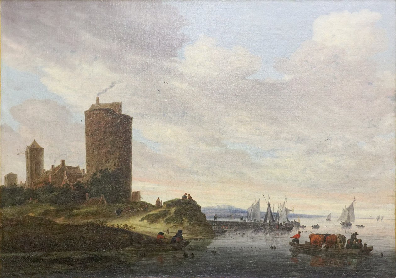 البرج الكبير ، المناظر الطبيعية للنهر بواسطة Salomon van Ruisdael أو Ruysdael