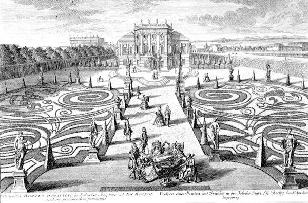 منظر لحديقة ومنزل في جوزيفستادت ، فيينا ، نقش بواسطة يوهان أوغست كورفينوس (1683-1738) (نقش) بواسطة سالومون (بعد) الصغير